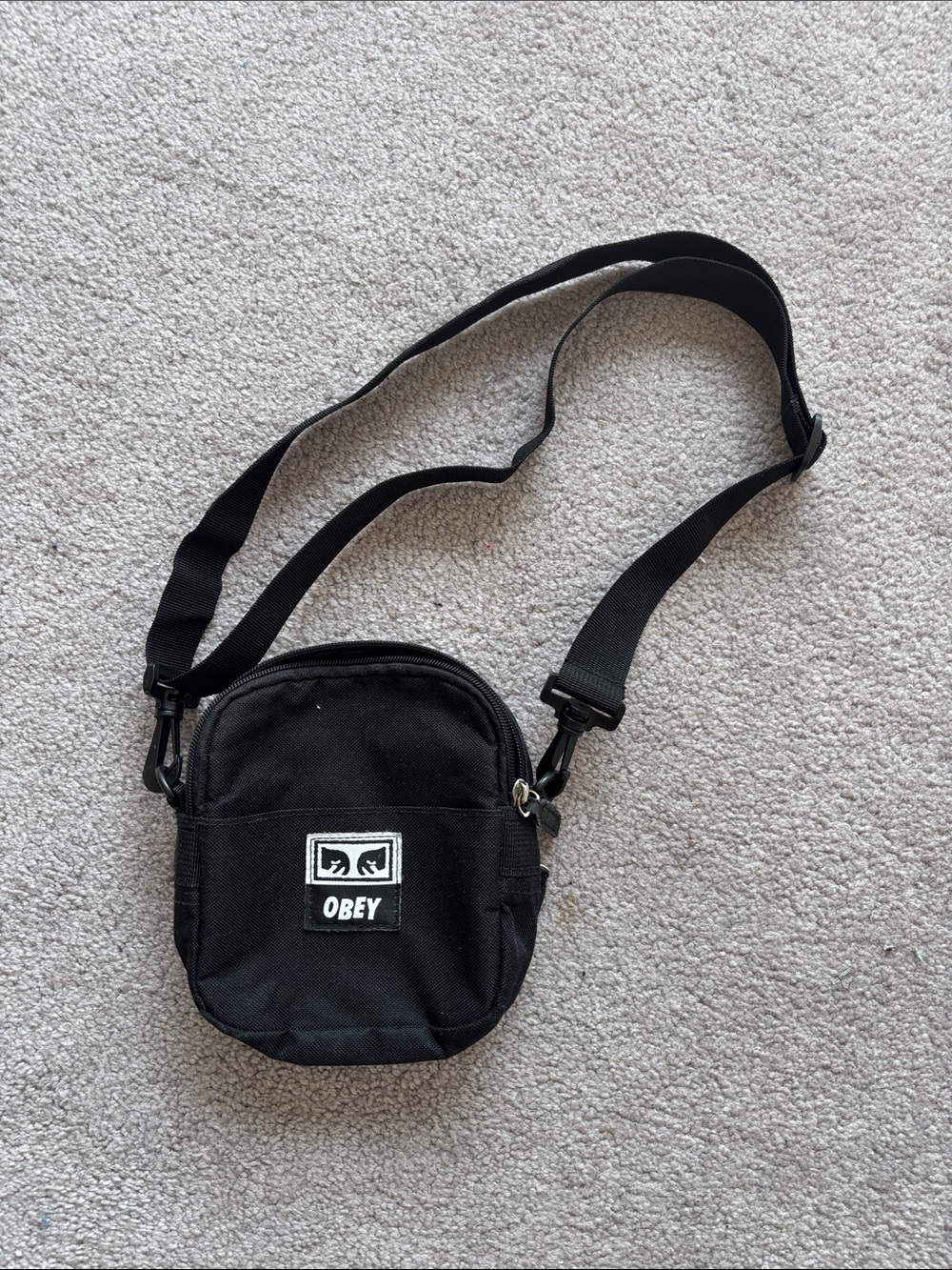 Obey Black Mini Crossbody Bag with Logo Patch